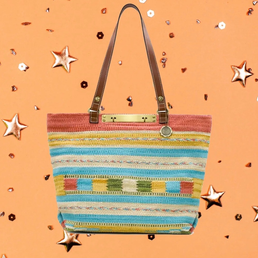 Patricia Nash Set Multicolor Woven Large Tote and Wristlet
